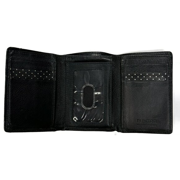 Buxton Lot of 2 Black Mens Trifold Leather Wallet & Slim Front Pocket ID - Picture 7 of 10